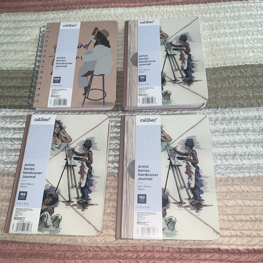 Set of 4 Caliber Artist Series Hardcover Journal 6x8 Lined Pages Ribbon Marker